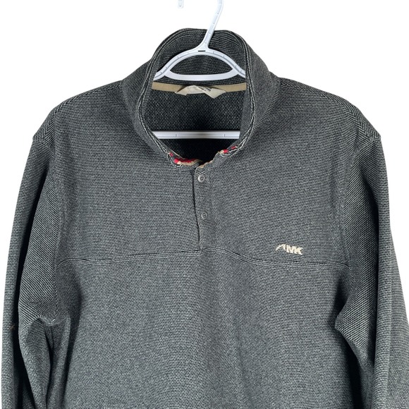 Mountain Khakis Fleece Sweater Pullover Mens L Gray Polyester Snaps Outdoor Hike - Picture 1 of 7